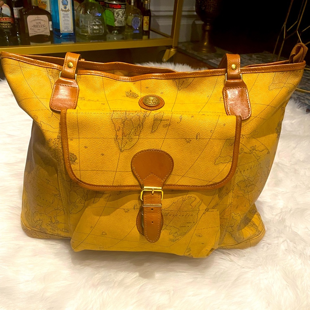 Pierre Balmain large leather map bag